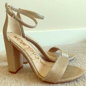 Sam Edelman Gold Block Heel with Ankle Strap